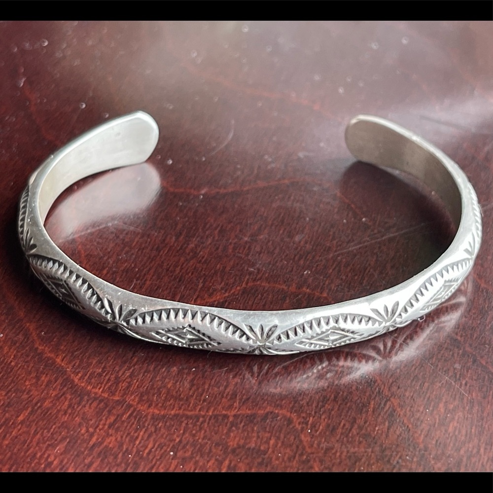Alvin Toadacheene Stamped Sterling Cuff